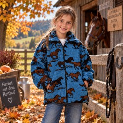 Veste en fourrure polaire pour enfants, doublée, 2 poches, cordon ...…